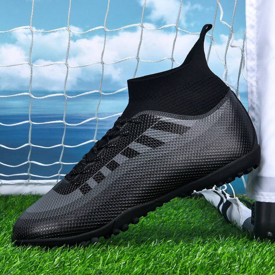 MINGBIN 1 双镶钉足球训练鞋，高帮户外运动钉鞋，适用于人造草坪和硬地球场、室内训练场，专业大/小号橄榄色足球鞋，PU 系带防滑橡胶鞋底 TF 短钉，轻质高性能防滑设计