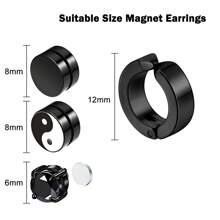 4 Pairs Surgical Steel Earrings For Men, Earrings Magnetic Earrings Studs Screw Back Earrings Flat Back Stud Boys Earrings Hypoallergenic Aritos Para Hombre Black Earrings Set