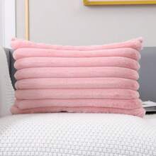 1pc Pink Plush Pillowcase, Square Cushion Cover, Holiday Home Pillow Decor, Soft And Comfortable Fluffy Fabric, Modern Sofa Decoration, Suitable For Home, Bedroom, Dorm Use - Pink - View 4
