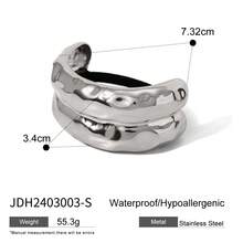 1pc Double Layer Whacked Pattern Metal Large Fashion Hammered Arch Pony Rhodium Hair Tie Ponytail Hair Pin, Daily Vintage Jewelry - Multicolor - View 9