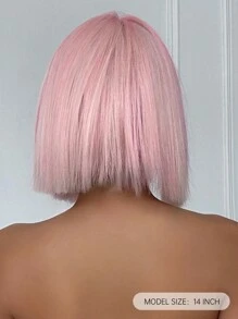 14 Inch Pink Ombre White Bob Wig With Bangs Synthetic Heat Resistant Wigs Natural Looking For Women Daily Party And Cosplay Use