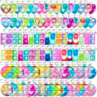 1/3/6/10/15/20/25/30/35/40/50 chiếc Móc khóa Pop Fidget, Bộ quà tặng giảm căng thẳng - Đẩy bong bóng mini vui nhộn - Thích hợp cho tiệc sinh nhật, phần thưởng và túi quà, quà tặng giảm căng thẳng, hộp quà tặng, dụng cụ tạo áp lực cảm giác, đồ dùng tiệc tùng, quà tặng giảm căng thẳng cho bàn làm việc (Màu sắc và kiểu dáng ngẫu nhiên)