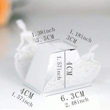 25 件/包白色礼盒，带丝带标签，优雅玫瑰巧克力包装盒，珠光纸，适用于派对、婚礼、生日、圣诞节、情人节批发 - 白色 - 查看 3