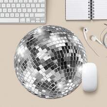 1pc Cute Glitter Ball Mouse Pad, Round Office Desk Pad With Anti-Slip Rubber Base, Small Mini Travel Mousepad For Laptop, Notebook, Office, Home, Study And Gaming, 8"X8"X0.08"