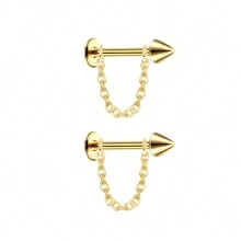 2 piezas Pendientes de cartílago y labio de acero inoxidable con estilo punk minimalista, joyería de perforación desmontable, adecuada para uso diario para hombres y mujeres