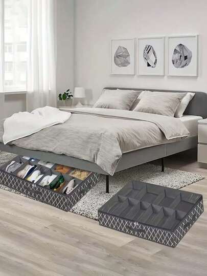 1 件 10 隔层可折叠布鞋收纳盒，带透明盖子，双手柄透明窗口收纳袋，适用于床下、衣柜、卧室、宿舍、节省空间的卧室配件