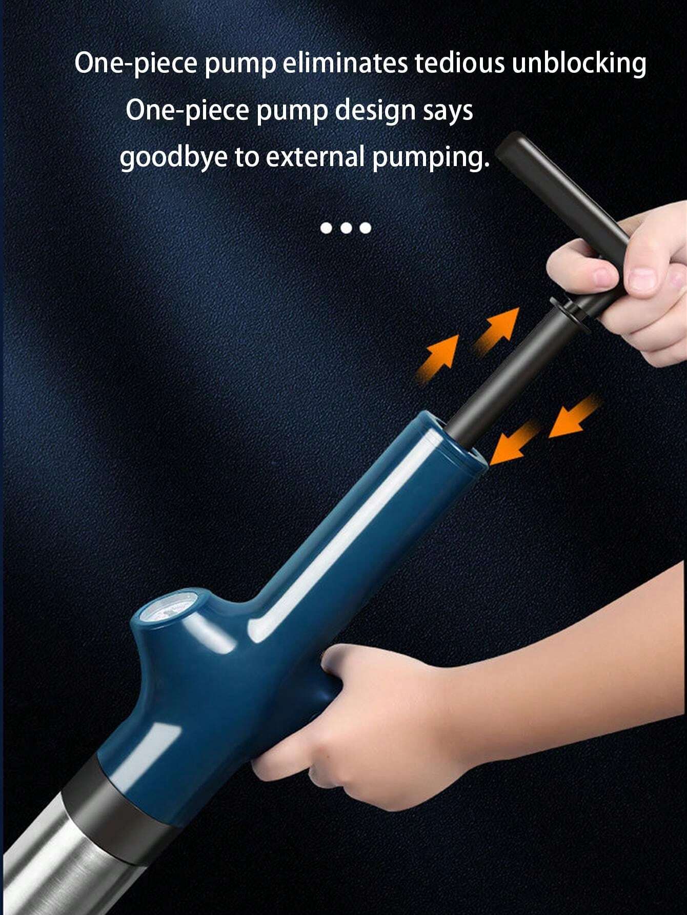 1pc Pipe Unclog Manual Toilet Plunger Air Drain Gun Kit Blue Handle