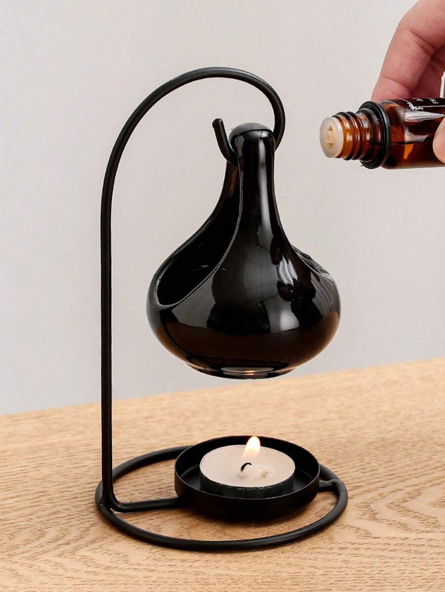 1个创意铁架陶瓷香炉及支架，家用香薰扩散器，简易陶瓷香炉工具，精油扩散器 - 鐵架掛鉤陶瓷芳香爐 - 查看 1