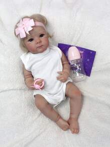 Bettie Doll head 1 and 4 18 Inch Cute Reborn Bettie Girl Soft Vinyl Hand Painted Lifelike Newborn Doll With Rooted Hair Headband Random - Vinyl Girl - View 11