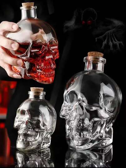 1pc Halloween Skull-Shaped Wine Decanter Unique Drink Dispenser Glassware Liquor Jar For Homebrewing And Wine Aging