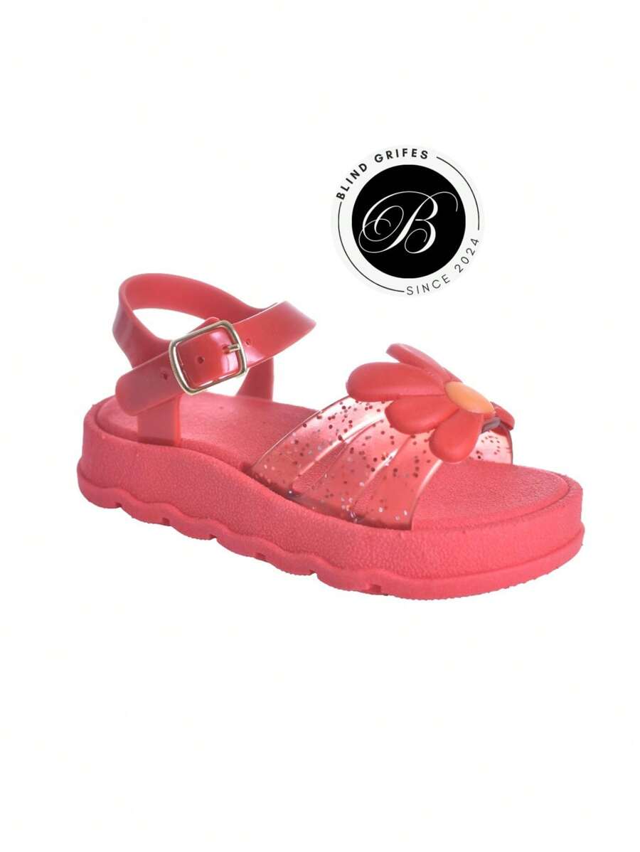 Children's Sandal Glitter Sunflower Girls Papete Crystal With Buckle Closure Daisies Cute Baby Kids Youth - 紅色 - 查看 1