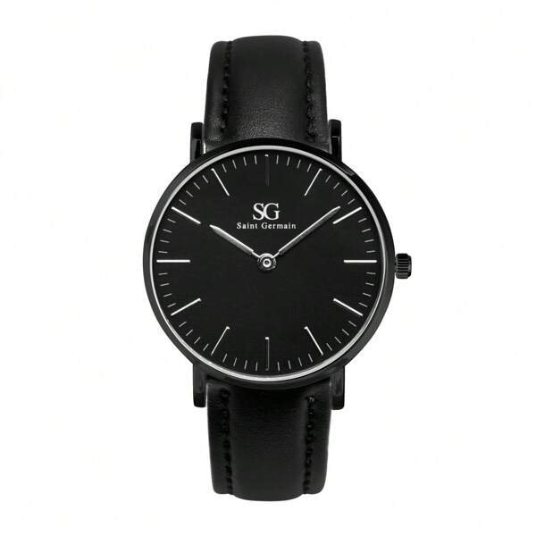 Saint German Relógio Masculino Couro Saint Germain Murray Full Black 40mm