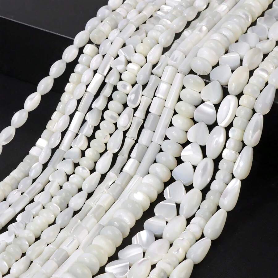 Natural Shell Beads Tube Rice Shape Heart Mother Of Pearl Shell Loose Beads For Jewelry Making Bracelet DIY Accessories
