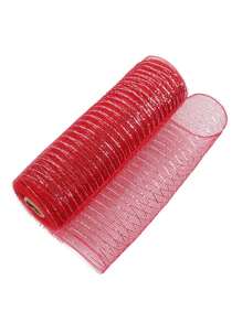 1 Roll Christmas Poly Mesh Ribbon, 10 Inch X 10 Yard Metallic Poly Mesh Ribbon Red And White Glitter Foil Mesh Ribbon Decorative Mesh Rolls For DIY Wreath Crafts Christmas Party Decoration Home Decor Christmas Decorations Room Decor Winter
