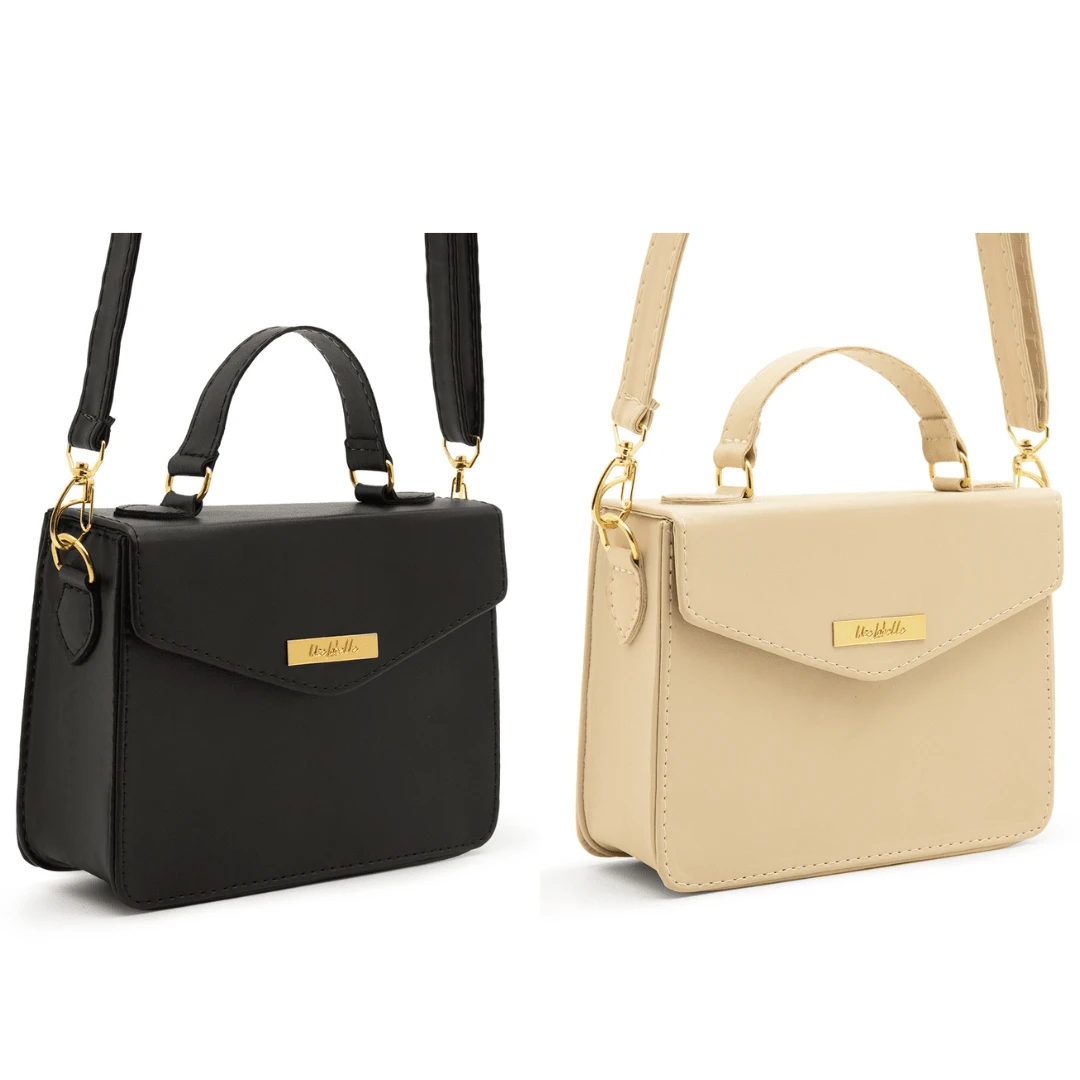 Kit 2 Small Bags Crossbody Strap With Adjustment And Hand Tote Strap - 1 Black Bag + 1 Ivory Bag - 彩色 - 查看 1