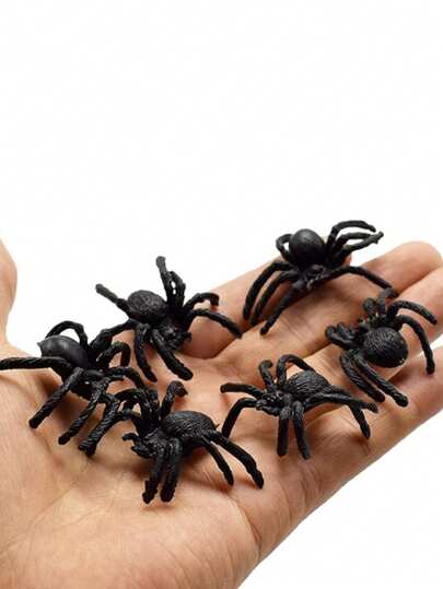 10pcs/Set Plastic Black Spider Prank Toys, Realistic Mini Spider Decorations For, Stress Relief Spider Toys