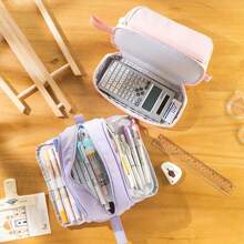 Estojo de lápis de grande capacidade, estojo multifuncional para canetas, estojo para canetas em cores de macaron para estudantes, armazenamento de papelaria, material de escritório escolar, volta às aulas, volta às aulas, material escolar, estojo para lápis, mochila escolar