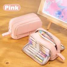 Estojo de lápis de grande capacidade, estojo multifuncional para canetas, estojo para canetas em cores de macaron para estudantes, armazenamento de papelaria, material de escritório escolar, volta às aulas, volta às aulas, material escolar, estojo para lápis, mochila escolar