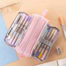 Estojo de lápis de grande capacidade, estojo multifuncional para canetas, estojo para canetas em cores de macaron para estudantes, armazenamento de papelaria, material de escritório escolar, volta às aulas, volta às aulas, material escolar, estojo para lápis, mochila escolar