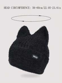 1 pezzo Berretto in maglia con orecchie di gattino stile Y2K per donne, adatto per l'uso quotidiano autunnale e invernale
