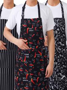 1/3 piezas Delantal tipo babero, delantal con cuello largo para hotel, restaurante, cocina, cafetería, anti-salpicaduras, impermeable - Multicolor - Ver 1