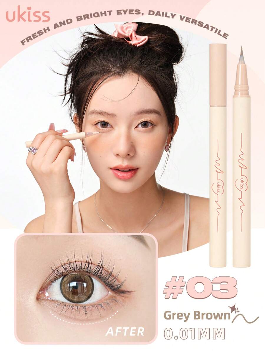 ukiss 0.01mm超细眼线液笔 眼线笔 下睫毛笔 眼袋卧蚕笔 显色浓密 出墨顺滑 速干 防水防汗 - #03 Grey Brown - 查看 1