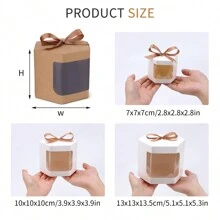 24pcs Black Hexagonal Bow Gift Boxes With Transparent Window, Cardboard Packaging Boxes For Gifts, Birthday Party, Holidays - Black - View 8