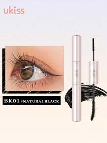 ukiss 5g+3.5g 双面睫毛膏，大刷子用于上睫毛，小刷子用于下睫毛，加长、浓密、防水、防晕染、持久， - BK01 #Natural Black - 查看 3