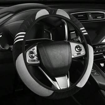 15-Inch Plush Monster Car Steering Wheel Cover, Elastic Band, No Inner Ring, For Women