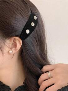 1pc Women's Super Sparkly Rhinestone Waterdrop Hair Clip, Made Of Geometric Cut Rhinestone. The Black Hair Clip Looks Wealthy And Exquisite, Perfect For Going Out And Playing. Street,Hair Accessories,Hair Barrettes Hair Clips Claw Clips Hair Claws, Looks Of Party