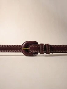 Women's Belts Thin 2 CM Colorful Casual Fashion With Two Loops - 酒紅色 - 查看 2