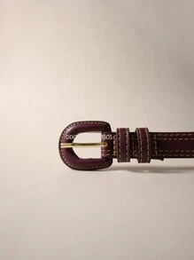 Women's Belts Thin 2 CM Colorful Casual Fashion With Two Loops - 酒紅色 - 查看 3