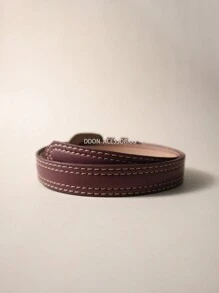 Women's Belts Thin 2 CM Colorful Casual Fashion With Two Loops - 酒紅色 - 查看 5