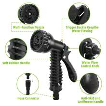 GRANDMA SHARK Garden Hose 15m Hose Pipes With 7 Modes Expandable Hose Pipe With Water Spray Gun Hosepipes For Garden, Magic Water Pipe Garden Hose Reel - Black - View 4