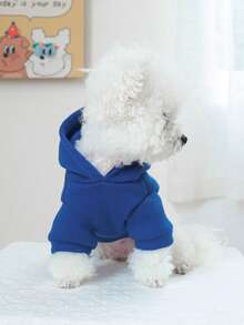 PETCIRCLE 1pc Pet Clothes For Dogs/Cats, Warm, Soft, Comfortable, Cute Hooded Two-Legged Sweatshirt Outwear, Suitable For Autumn/Winter