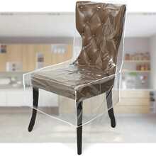 1/2/4/6pcs Plastic Chair Covers With Backrest, PVC Transparent Waterproof Chair Slipcover, Prevent Dust/Stain/Spillage For Kitchen, Party - White - View 2