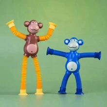 1pc Random Color Suction Cup Big Ear Monkey/Gorilla Stretchy Toy, Multifunction Changeable Shape Squeeze Toy With Light Up - Multicolor - View 4