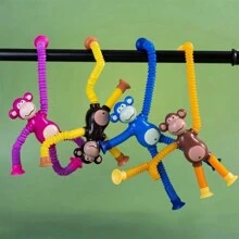 1pc Random Color Suction Cup Big Ear Monkey/Gorilla Stretchy Toy, Multifunction Changeable Shape Squeeze Toy With Light Up - Multicolor - View 1