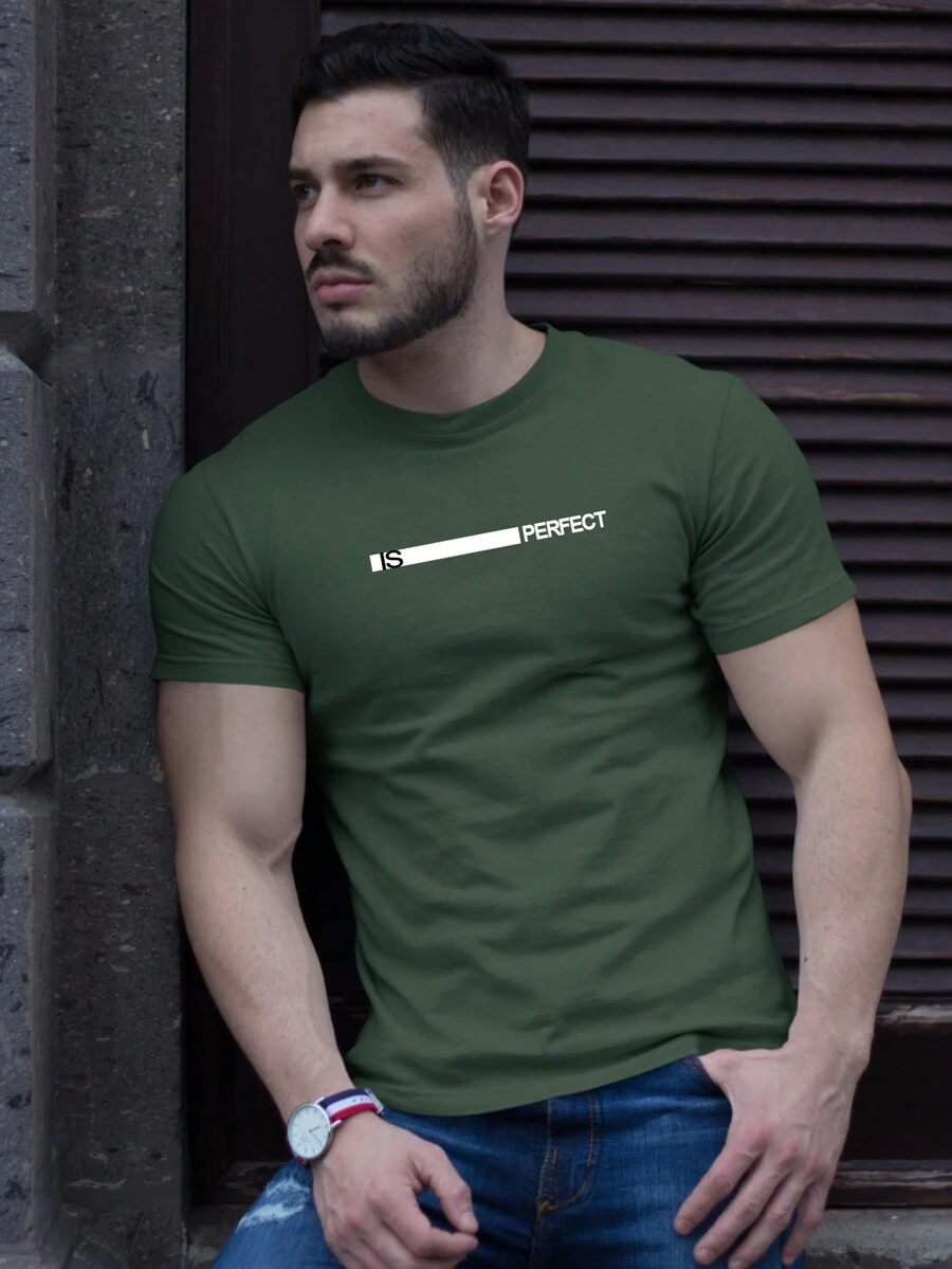 Is Perfect Men's Stylish 100% Cotton T-Shirt - màu xanh lá - Xem 1