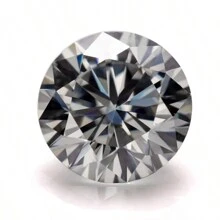 1pc Genuine Gray Moissanite Round Brilliant Cut Loose Diamond Graded 8 Hearts 8 Arrows, Jewelry Grade - Grey - View 2