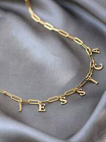 Jewelry Customization Hot Selling Custom Letter Necklace DIY Letter Combination Name Pendant Necklace Stainless Steel Mirror Electroplating Custom Necklace, Including Gift Box, For Friends, Family, Lovers Gifts-Gold