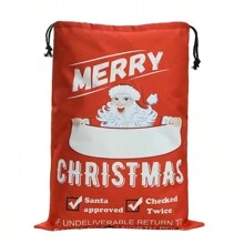 1pc Large Canvas Santa Sack - Spacious, Drawstring Gift Bag For Christmas Presents - Perfect For Holiday Celebrations For Fall Home Decor For Travel Storage Bag, Makeup Bag, Cosmetic Bag, Vacation Organizer, Large Capacity Makeup Organizer Makeup Case, For Lipstick, Brush, Skincare, Mobile Phone, Coin, Small Items, For Home, Gift, Vacation And Festival Halloween Christmas Multifunctional Use - Multicolor - View 12