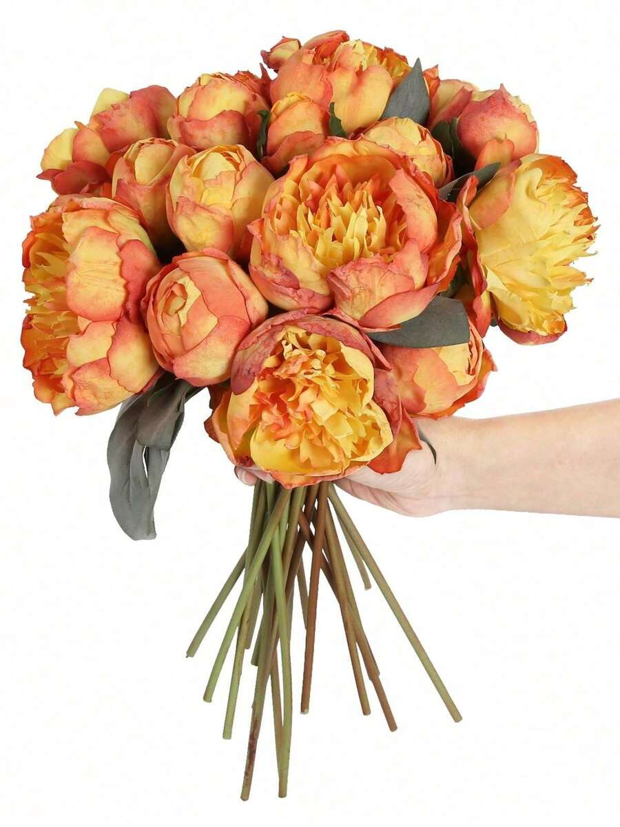 2 Bouquet Artificial Peonies Silk Flowers Vintage Fake Flowers Faux Peony Flowers For Flower Arrangements Artificial Centerpiece Home Table Dining Room Decor - trái cam - Xem 1