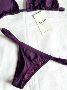 Red Bikini Swimsuit Set For Women With Bra And Bottom For Summer Beach - Purple - View 2