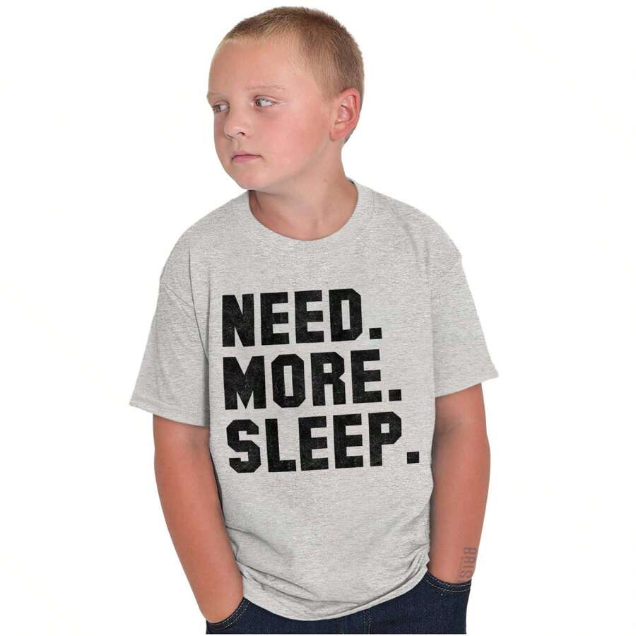 BRISCO BRANDS Need More Sleep Lazy Day Relaxing Crewneck T Shirts Boy Girl - Sport Grey - View 1