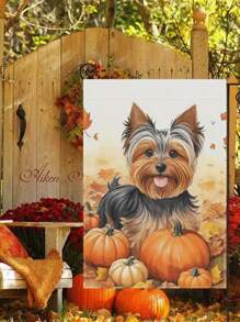1 Máy Tính York Terrier Vườn Cờ, Chó Sục Yorkshire Dễ Thương, Bí Ngô & Lá Mùa Thu, 2 Mặt, Sân Cờ, Ngoài Trời & Trang Trí Sân Trong, Cờ Chỉ - Rỉ Nâu - Xem 4