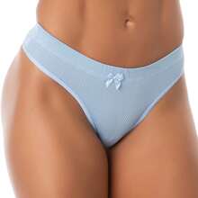 Kit 10 Thong Panties Lightweight Polka Dot Fabric Charming Thong With Bow Cotton Lining - 彩色 - 查看 8