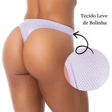 Kit 10 Thong Panties Lightweight Polka Dot Fabric Charming Thong With Bow Cotton Lining - 彩色 - 查看 5