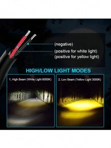 2 luces antiniebla LED con forma de búho, luces auxiliares para motocicleta, 40 W, luz de proyector blanca y ámbar para todas las motos, coches, SUV, ATV (paquete de 2) - Negro - Ver 6