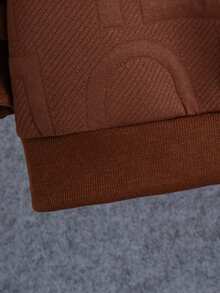 2 件装年轻男童休闲彩色块字母刺绣圆领长袖运动衫和裤子套装，春秋季 - 棕色 - 查看 8